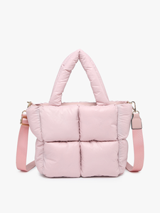 Brittany Small Nylon Puffer Tote/Satchel: Pink