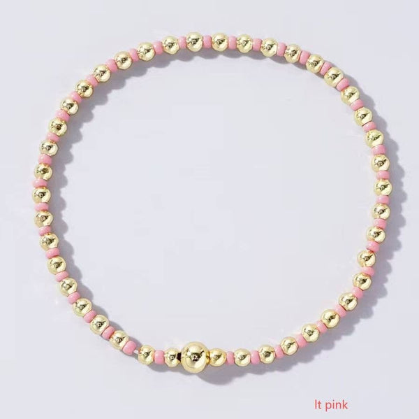 BOHO COLORFUL BALL BEADED BRACELET | 40B5223: Black - Lulu Bella Boutique