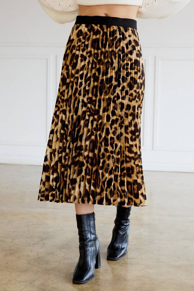 Animal Print Pleated Midi Skirt - Lulu Bella Boutique