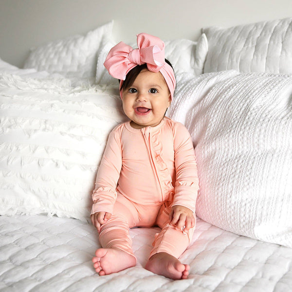 Bamboo Baby Pajama Sleepies Little Baby Ruffle Zip Olivia Pink: 0-3m