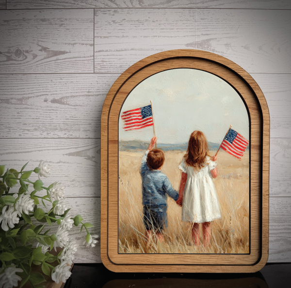 Arch Frame Art Kids Flag Field | Wood & Canvas: Medium - Lulu Bella Boutique