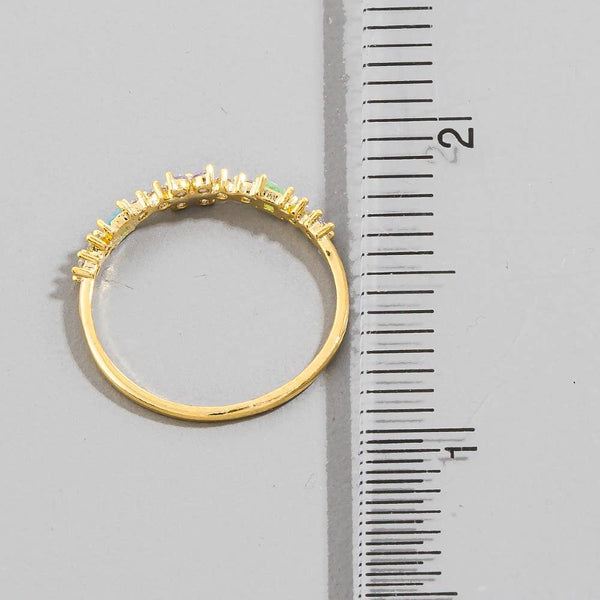 Cz Flower Studded Delicate Ring