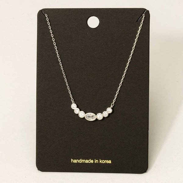 Oval Cz Studs Charm Necklace: G - Lulu Bella Boutique