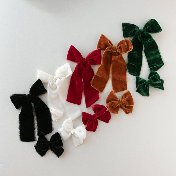 Crimson | Velvet Ribbon Bow: Alligator Clip