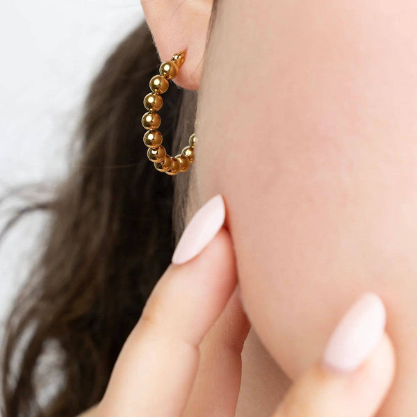 14K Gold Filled PLUS Circle Ball Hoop Earrings: Gold