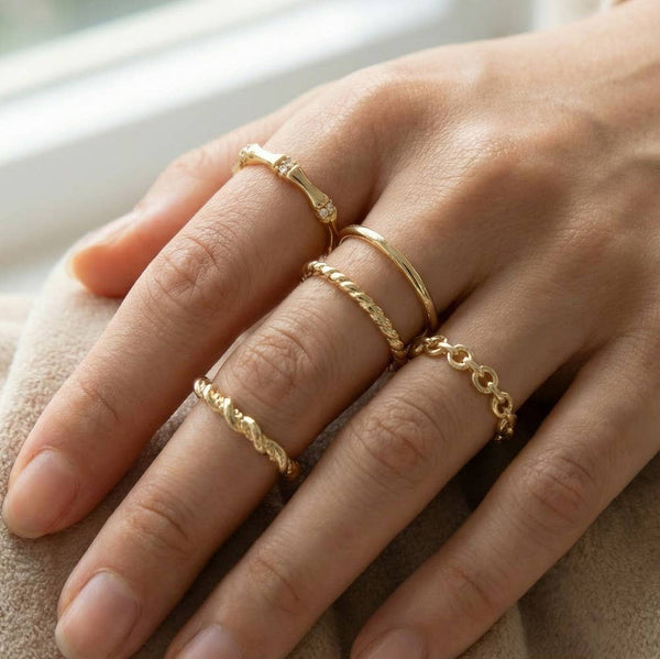 Variety Styled Band Rings Set: GDCRY - Lulu Bella Boutique