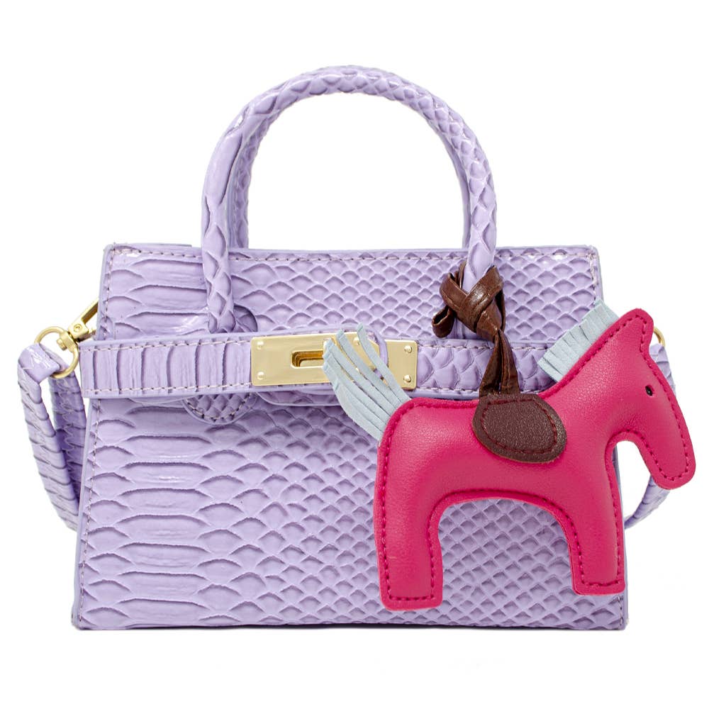 Crocodile Pony Handbag: Lavender