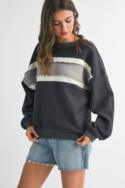 Winnie Stripe Sweatshirt: Charcoal
