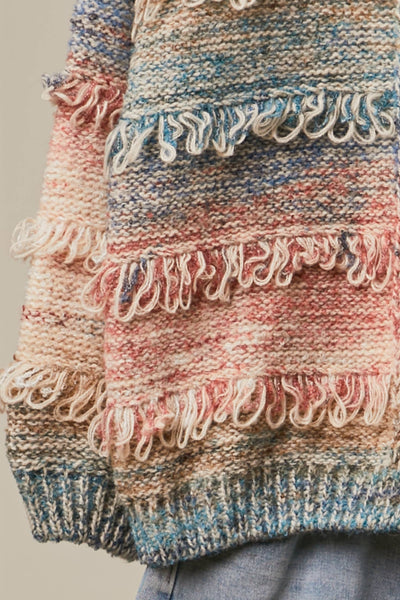 Multi-Color Textured Knit Sweater