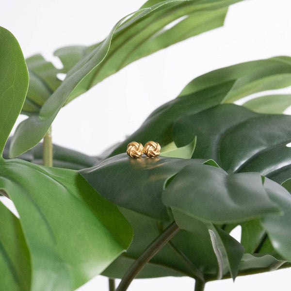 18K Gold PVD Stainless Steel Knot Stud Earrings: Gold - Lulu Bella Boutique