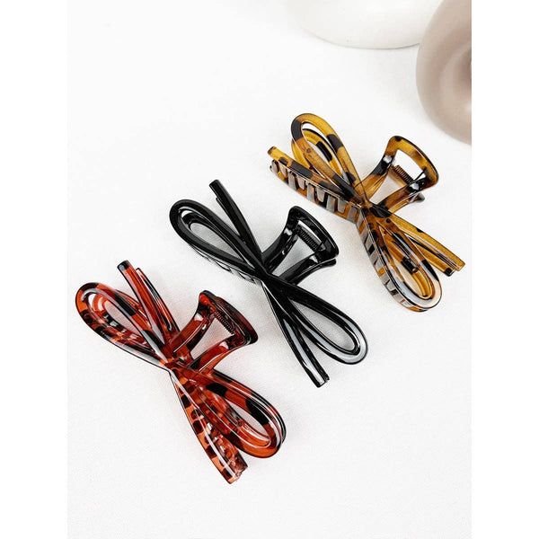 Leopard Jumbo Knotted Bow Hair Clip Claw: MIX COLOR / ONE(12)