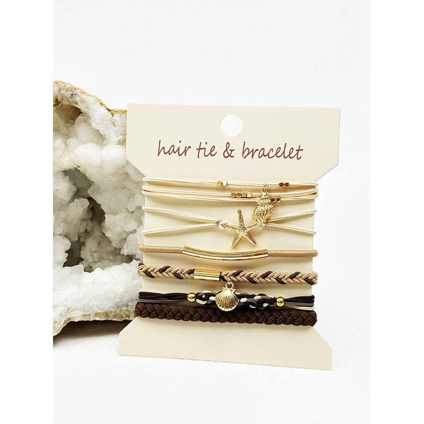 Boho Inspired BEACH Theme Hair Tie Bracelets: MIX COLOR / ONE(6) - Lulu Bella Boutique