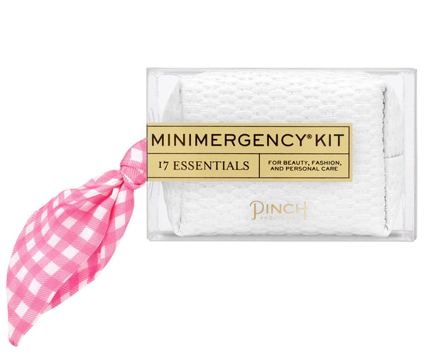 Gingham Scarf Minimergency Kit: White Basketweave Blue Gingham - Lulu Bella Boutique