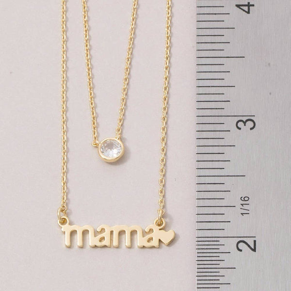 14K Gold Dipped Layered Mama Cz Necklace: GD - Lulu Bella Boutique