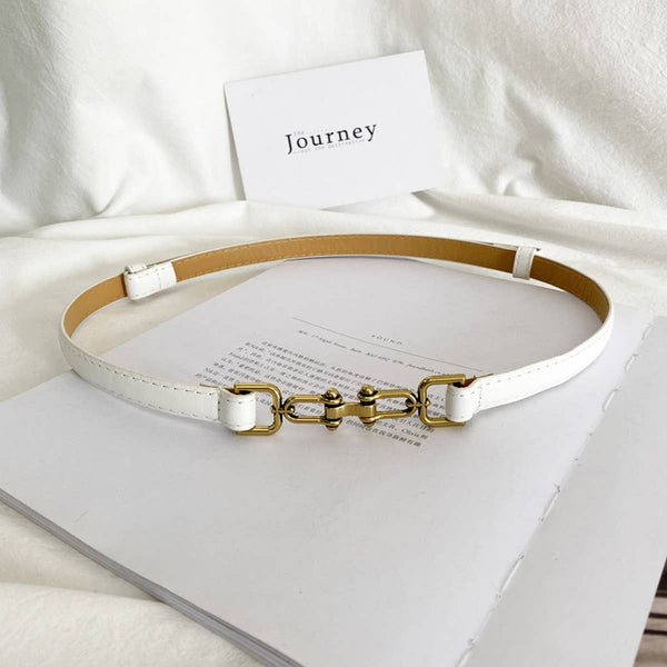 WAIST-HUGGING VINTAGE MATTE THIN BELT_CWABE0647: Brown / (OS) 2 - Lulu Bella Boutique