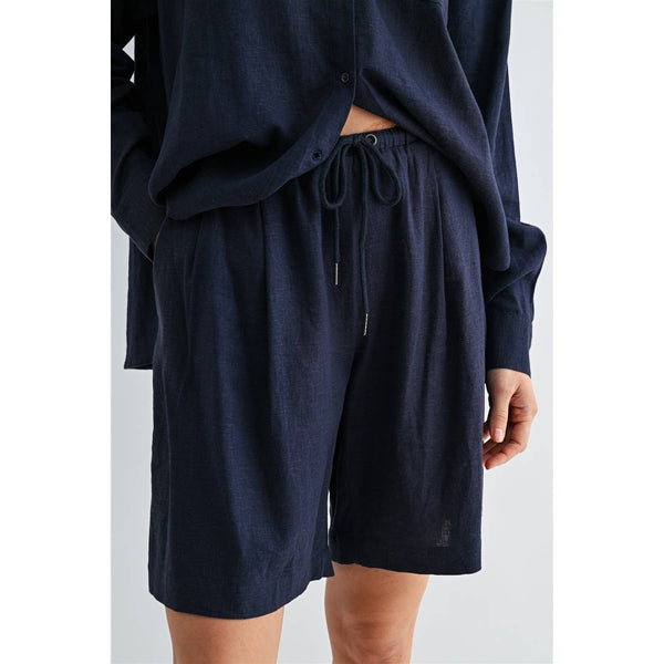 LINEN SHORTS: Navy / S-M-L(2-2-2) - Lulu Bella Boutique