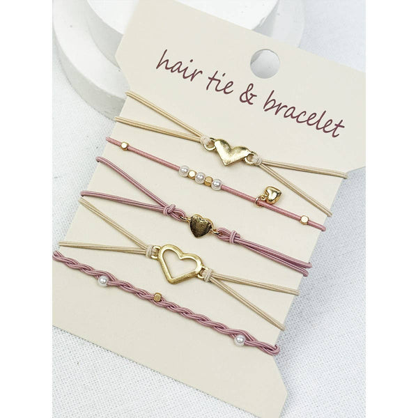 Boho Inspired Minimal Heart Hair Tie Bracelets: MIX COLOR / ONE(6) - Lulu Bella Boutique