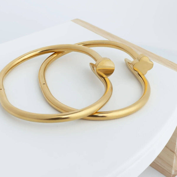 18K Gold PVD Stainless Steel Nail Bangle : Gold - Lulu Bella Boutique