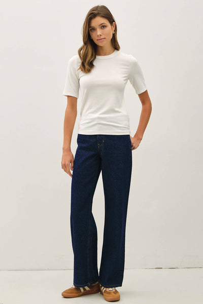 ULTRA SOFT BASIC SHORT SLEEVE TOP: IVORY - Lulu Bella Boutique