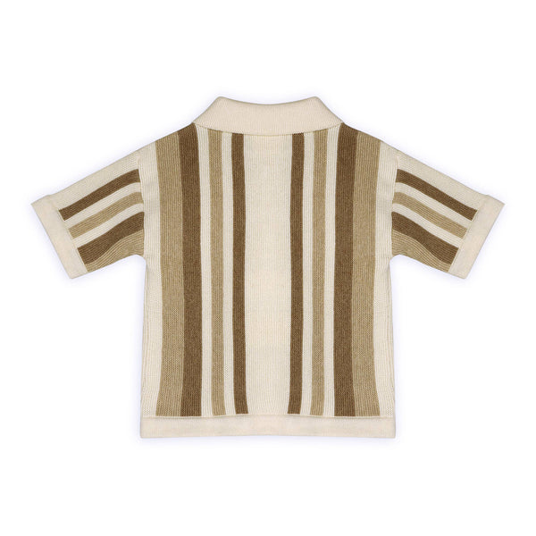 Archie Textured Stripe Baby Shirt & Shorts Set (Organic): Natural