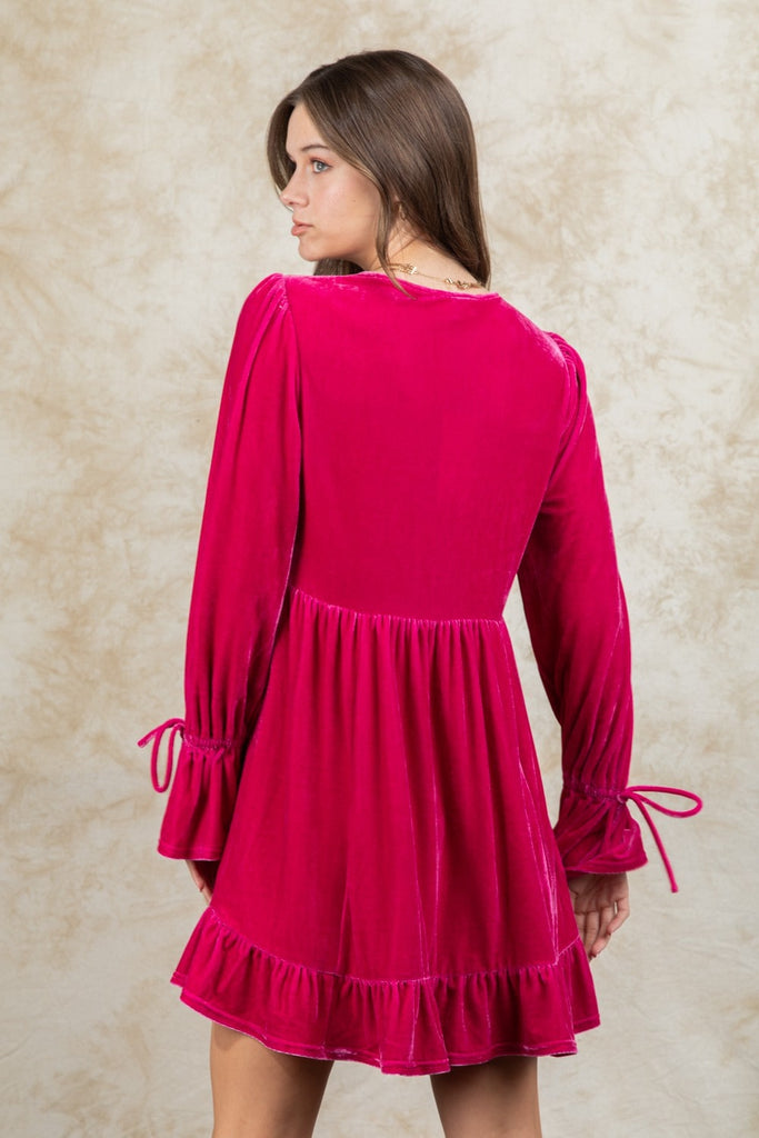 long sleeve velvet babydoll dress Lost In A Novel Velvet Mini Dress In Hot Pink L / hot-pink long sleeve velvet babydoll dress Lost In A Novel Velvet Mini Dress In Hot Pink L / hot-pink