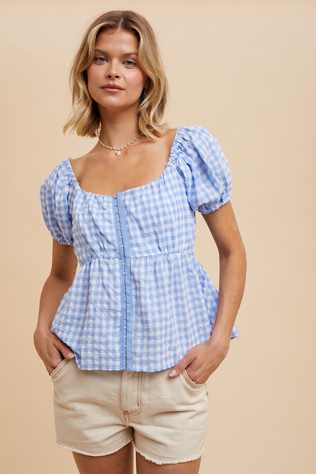 【新品】Bibiy Dolly gingham crop top Dolly Gingham Crop-Top/158cm/Wear Size F｜Bibiy.