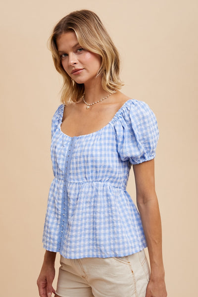 Gingham Babydoll Top