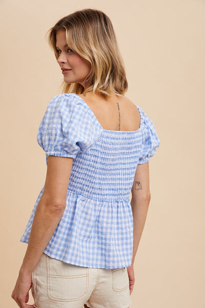 Gingham Babydoll Top