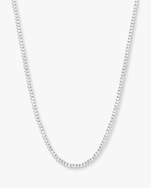 Baby Not Your Basic Tennis Necklace Silver|White Diamondettes
