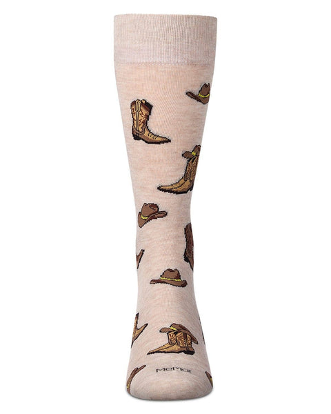 Cowboy Boots Men`s Bamboo Crew: Ivory Heather / 10-13