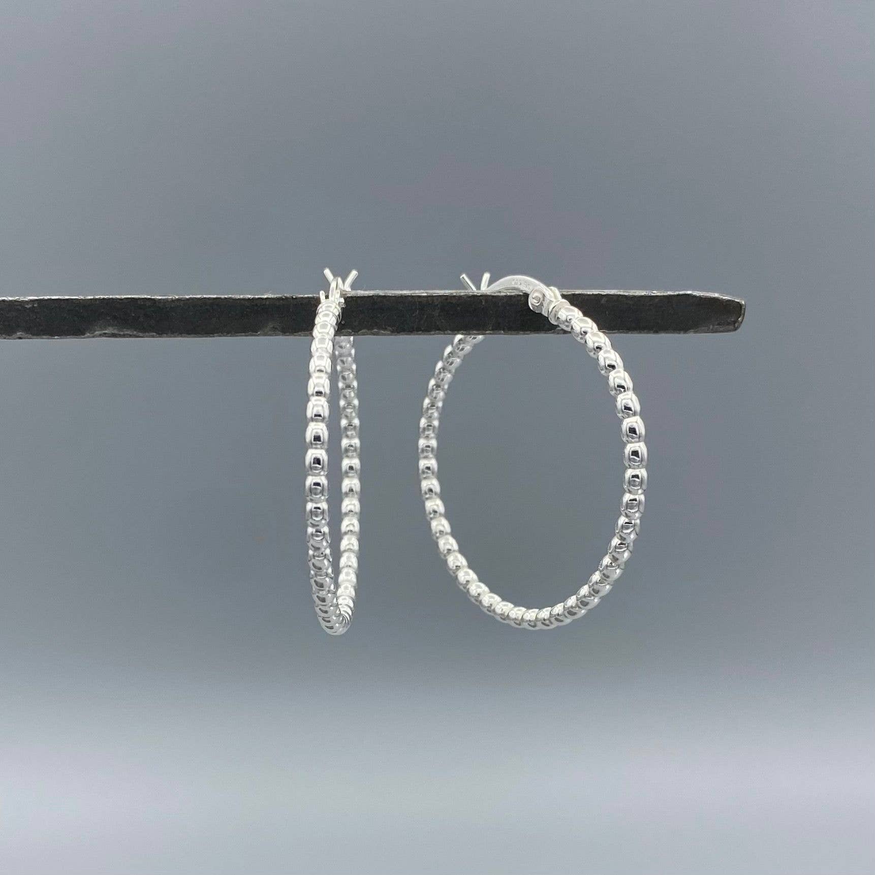 Silver Rice Bead French-lock Hoops - Lulu Bella Boutique
