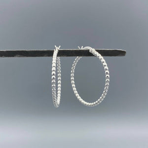 Silver Rice Bead French-lock Hoops - Lulu Bella Boutique