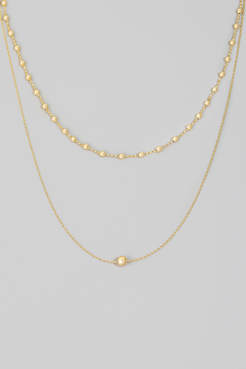 Dainty Chain Ball Bead Layered Necklace - Lulu Bella Boutique