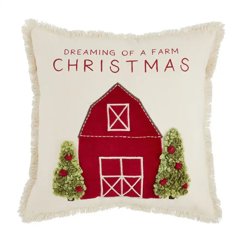 Christmas Barn Throw Pillow