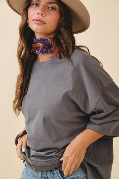 Oversized Everyday Cotton Tee: Charcoal