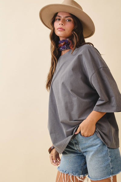 Oversized Everyday Cotton Tee: Charcoal