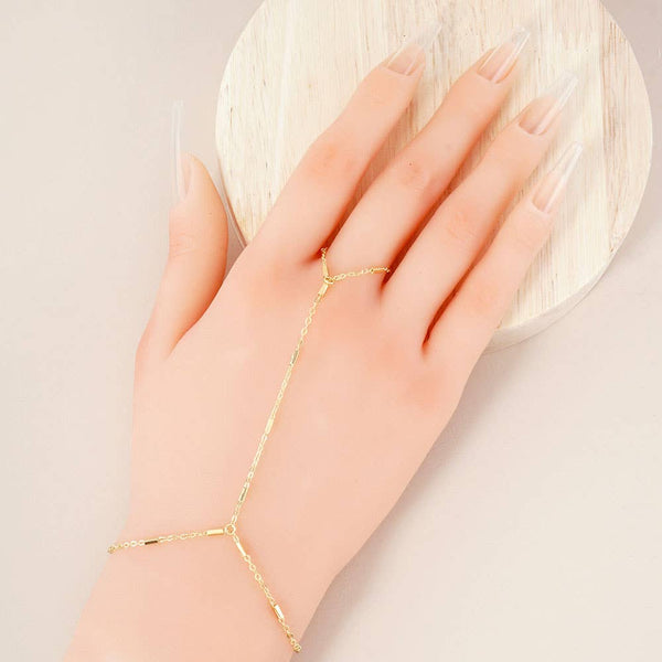 Gold Dipped Hand Chain Bracelet: Rhodium - Lulu Bella Boutique