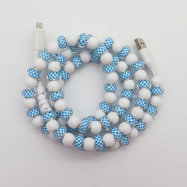 Pink heart & Floral & checker Beaded 2 in 1 Charging Cable - Lulu Bella Boutique