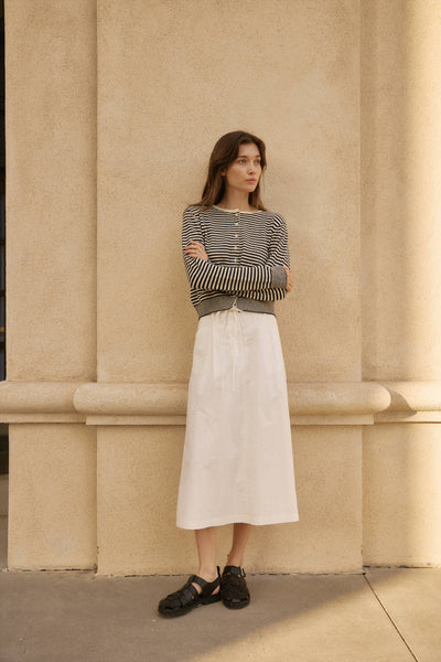 The Montana Cardigan | Striped Button-Down Cardigan: BROWN/WHITE / SMALL - Lulu Bella Boutique