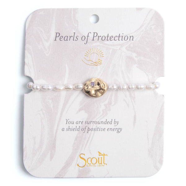 Pearl Affirmation Bracelet - Protection/Gold - Lulu Bella Boutique