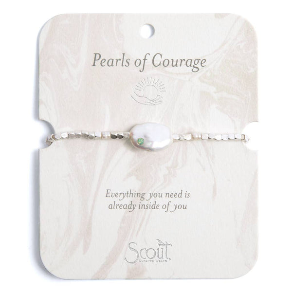Pearl Affirmation Bracelet - Courage/Silver - Lulu Bella Boutique