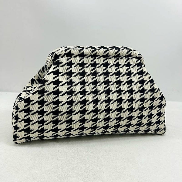 Stripe Knit Cosmetic Bag Geo Pattern Storage Clutch: TBlack / M - Lulu Bella Boutique
