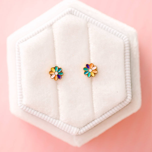 Rainbow Tiny Daisies Earrings