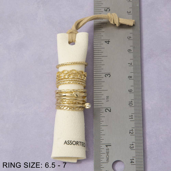 Crystal Heart And Cluster Stacking Ring Set