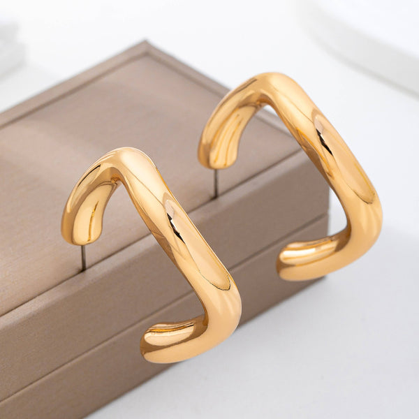 Bold Chunky Gold-Tone U-Shape Hoop Earrings | 80E62229: Gold - Lulu Bella Boutique