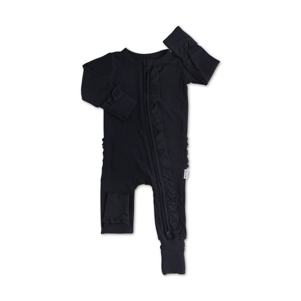 Bamboo Baby Pajama Sleepies Little Baby Ruffle Zip Collins: Newborn