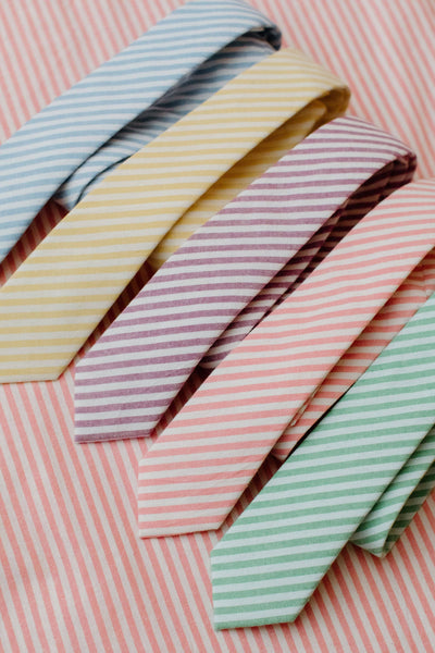 Robin Egg Stripe - Men's Tie: Mens Modern - 2.5" wide x 58" long