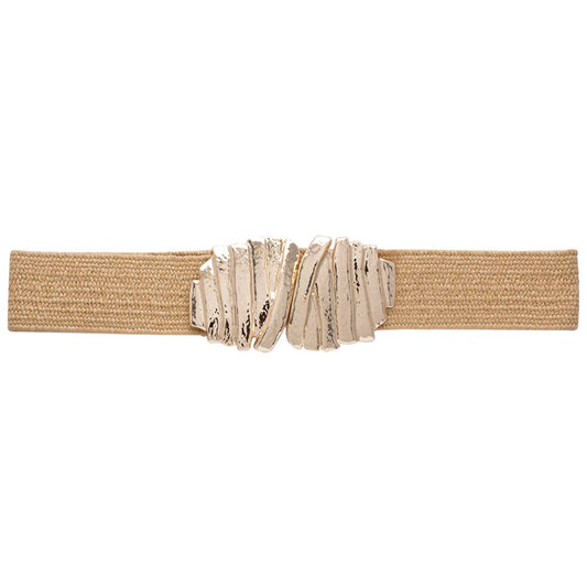 METAL DESIGN WOVEN BELT, BT 280: KH - Lulu Bella Boutique