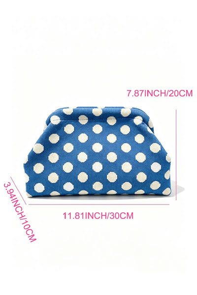 Polka Dot Clasp Clutch Bag: BLUE