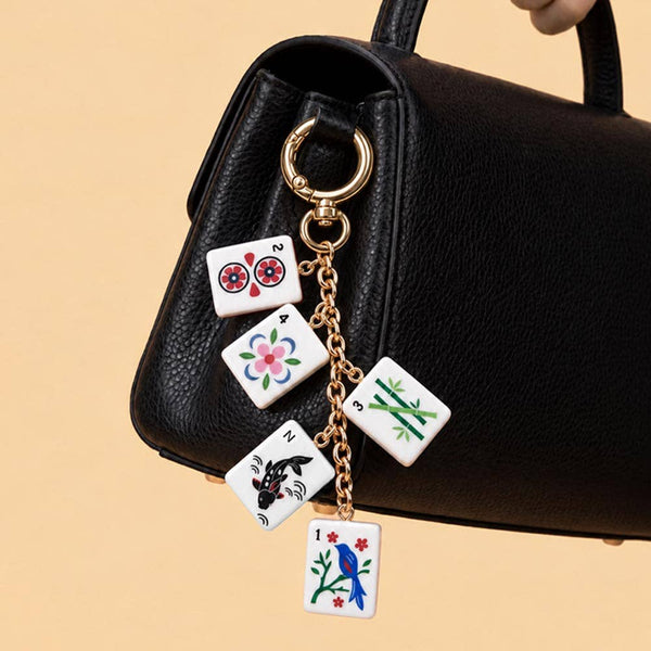Mahjong Tile Drop Keychain Bag Charm: Multi - Lulu Bella Boutique